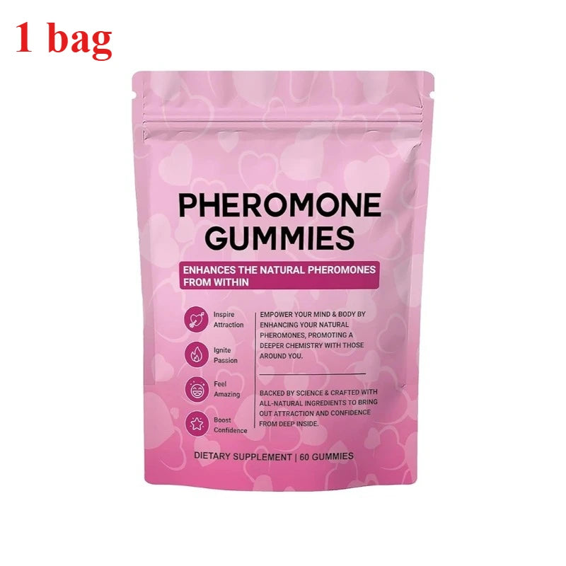 Strawberry Flavor Heart-shaped Pheromone Gummies for Women's Health Feminine Balance Gummies Daily Nutrient Support 60 Gummies