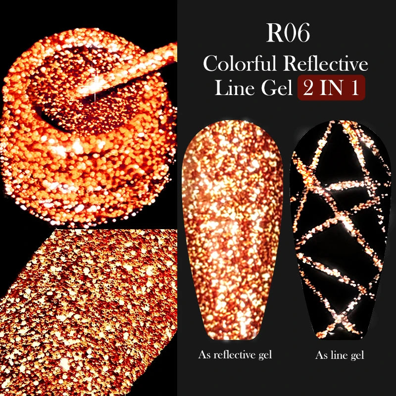 LILYCUTE 5ML Metallic Painting Liner Gel Nail Polish Super Bright Gold Silver Mirror Drawing Gel Semi Permanent Line French Nail