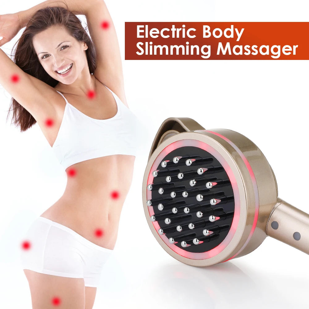 Microcurrent Meridian Brush Massager Cellulite Lymphatic Infrared Heating Vibration Body Detoxification Health Scraping Device