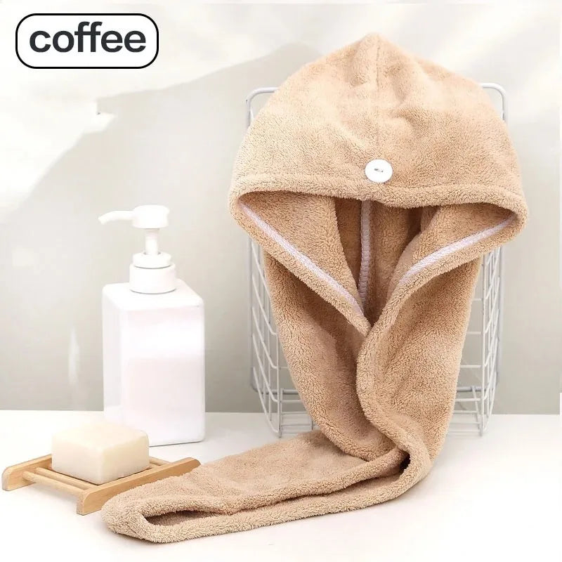 Hair Towel Wrap Fast Dry Hair Towel Super Absorbent Microfiber Coral Velvet Hair Drying Towel Quick Dry Hair Turban