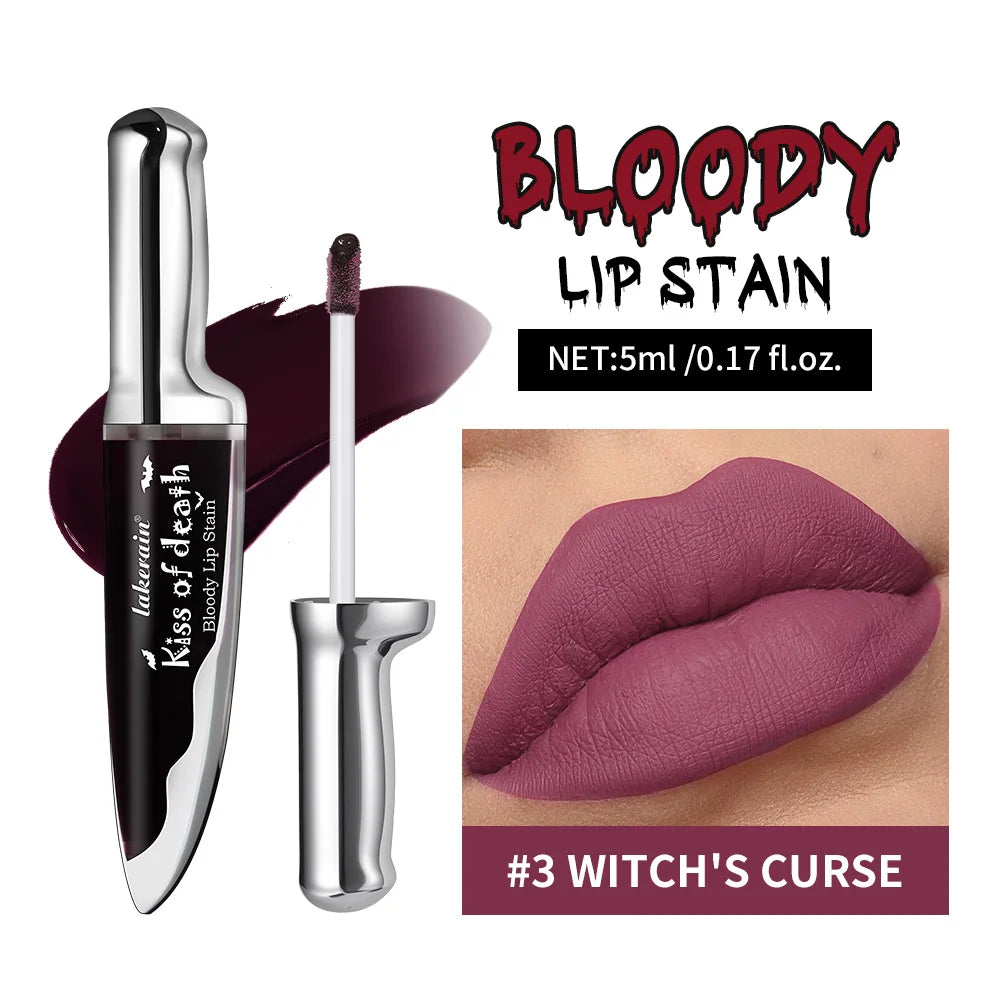 Lip Stain Kiss of Death Bloody Gothic Matte Long Lasting Waterproof Change of Black Vampire Halloween Cosplay Makeup