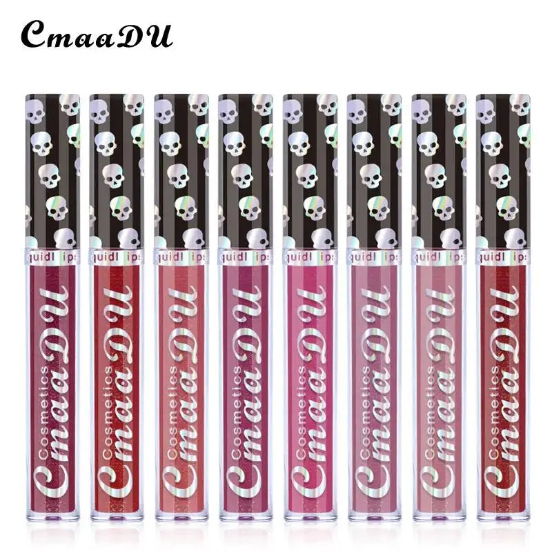 8 Colors Shiny Lip Gloss Laser Skull Diamond Phantom Metal Lipgloss Cosmetic Makeup Beauty Tools For Women Girls
