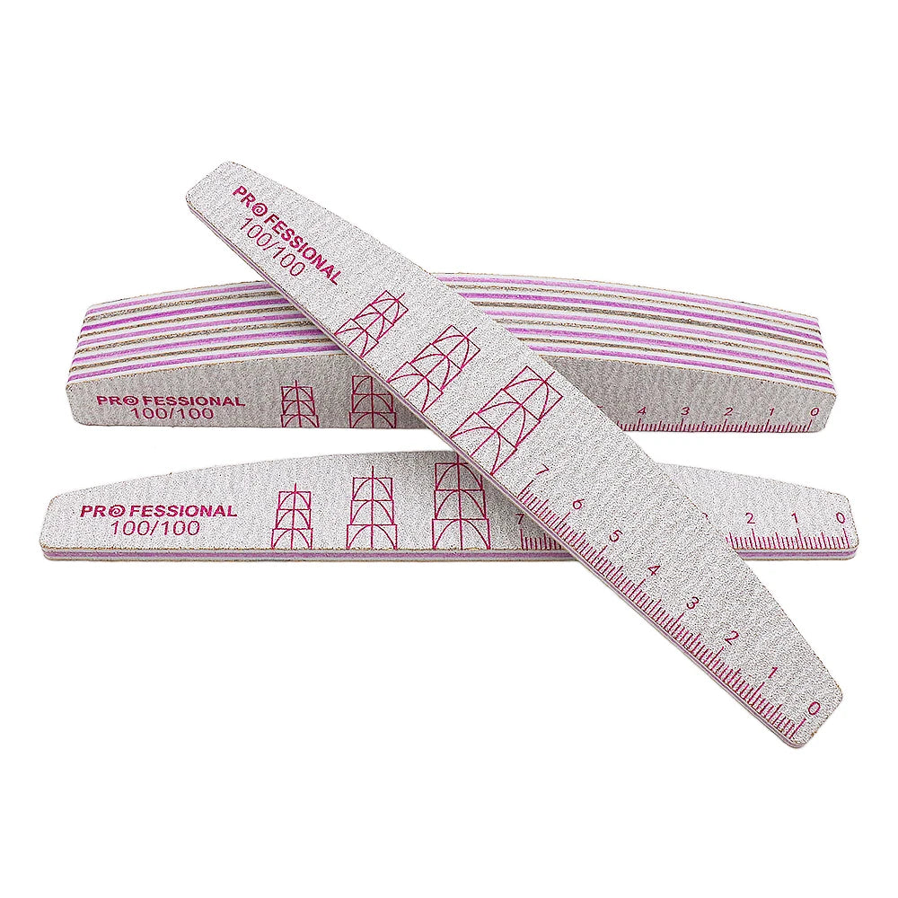5/10 Pcs Double Sided Nail Art File Set With Scale Grey Sandpaper Nail Stylist Supplies Manicure Products Sand Nails Salon Tools