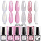 Mtssii 6PCS/Set Sparkly Nude Pink Gel Nail Polish Glitter Semi Permanent Nail Art LED UV Soak Off Gel Varnish Nail Supplies