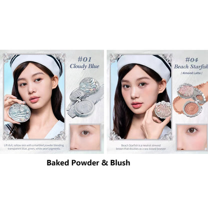 Flower Knows Shells Jewel Makeup Set for Women - Eyeshadow Blush Lip Glaze Full Kit - Gift Set