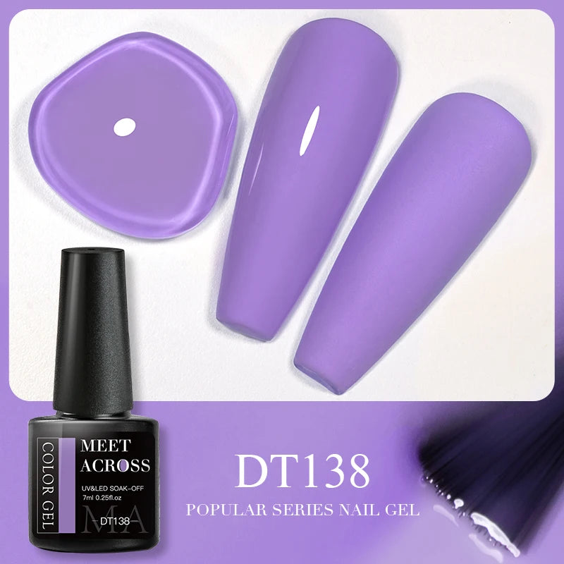 MEET ACROSS 7ml 140 Colors Glitter Gel Nail Polish Fluorescent Laser Semi Permanent Soak Off Nail Art UV Gel Varnish Manicure