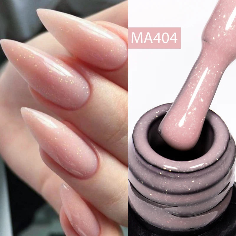 MEET ACROSS 7ml Rubber Base Gel Glitter Nude Pink White 2 In 1 Gel Nail Polish Nail Art Varnish For Nails Winter Autumn Manicure