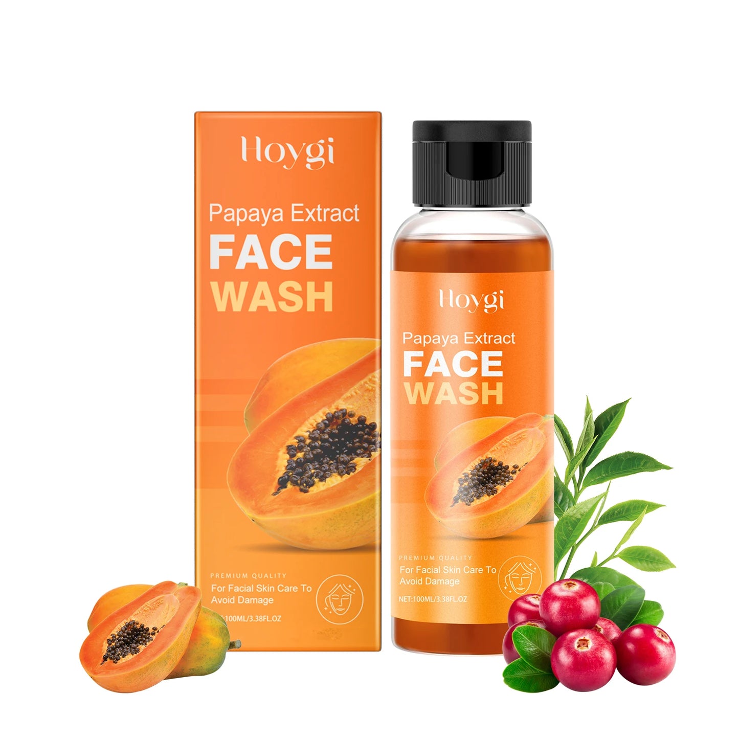 Hoygi Papaya Cleanser Gentle Exfoliating Hydrating Brightening Natural Enzyme Face Wash for Sensitive Skin All Types