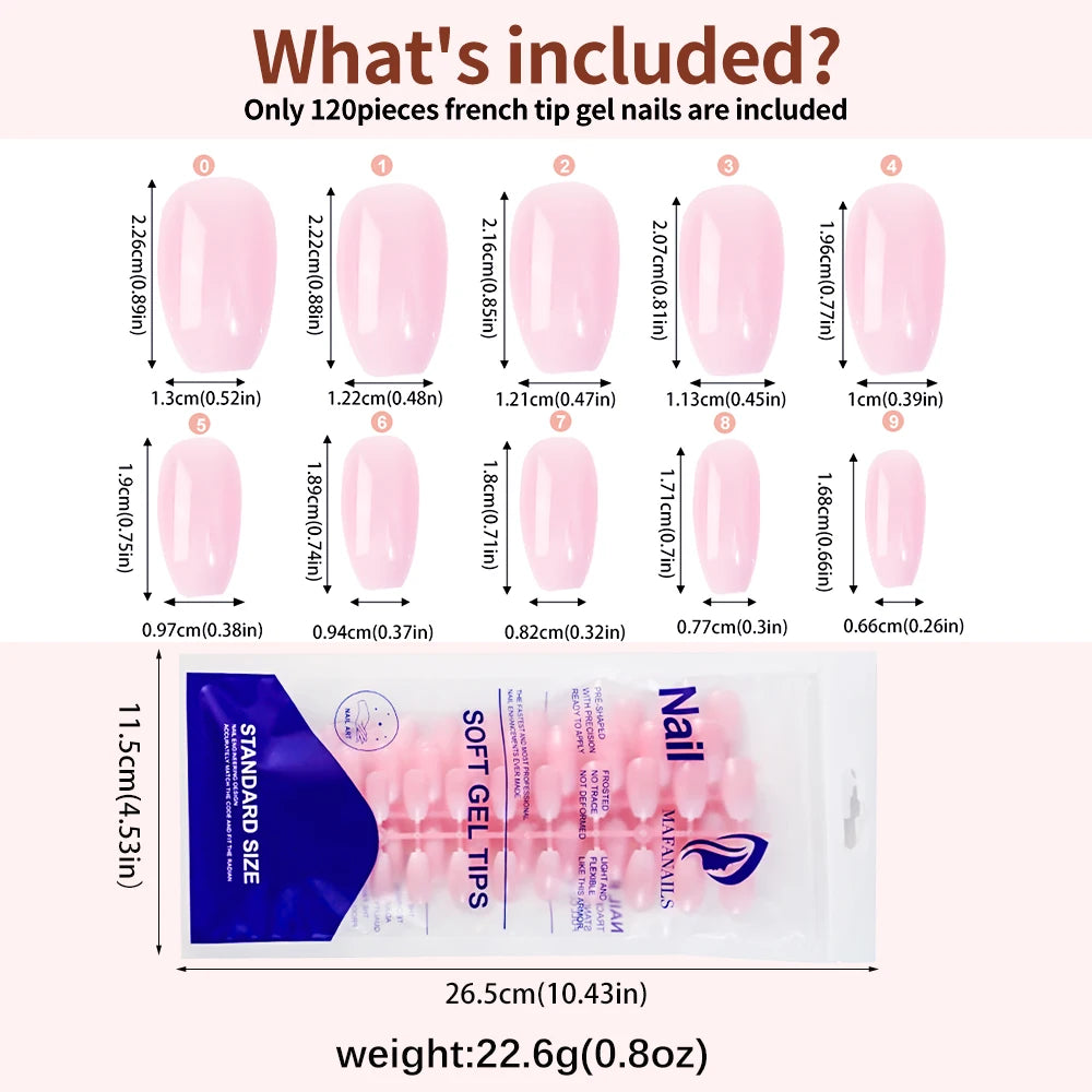 120pcs Pink Ombre Medium Coffin Press On Nails Glossy Handmade Acrylic Fake Nails Tips Gradient Design Artificial False Nails