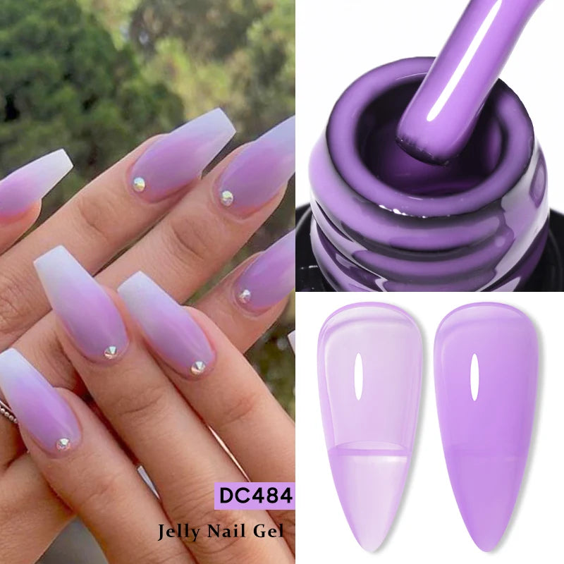 7ML Jelly Gel Nail Polish Black Crystal Translucent Dull Color Nail Art Gel Semi Permanent Varnish Soak Off UV LED Gel Polish