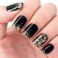 24Pcs Short Square Coffin False Nails Square Fake Nails with Glue French Glitter Wearable Acrylic Nails Set Press on Nail Tips
