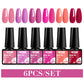 Mtssii 6PCS/Set Sparkly Nude Pink Gel Nail Polish Glitter Semi Permanent Nail Art LED UV Soak Off Gel Varnish Nail Supplies