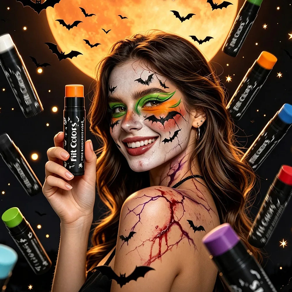 14 Colors Face & Body Paint Stick Halloween Cream Makeup Crayon Highly Pigmented Full Coverage Face Painting for Party Cosplay