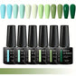 MEET ACROSS 6Pcs Gel Nail Polish Set Pink Red Green Macaron Color Manicure Kit For Nails UV Gel Nail Art Varnish Nail Supplies