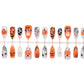 24Pcs 3D Pumpkin Ghost Press On Nails Halloween Almond False Nail Spider Web Bat Blood Design False Nail for Women&Girl
