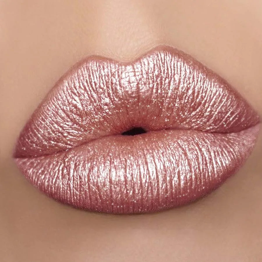 1-PCS Metallic Lipstick – Long-Lasting Glitter Lip Glaze, Waterproof, Moisturizing Red Luminous Lip Tint, Shimmer Lip Gloss Makeup