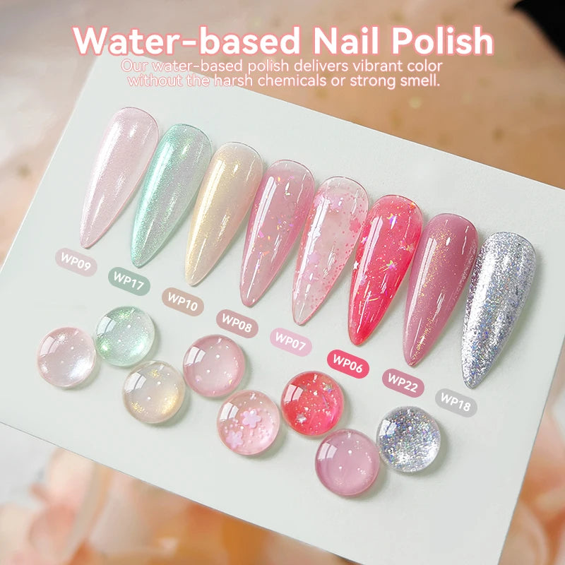 LILYCUTE 7ml Water-Based Glitter Nail Polish Long Lasting Quick Drying No Need of Lamp to Cure Nail Supplies For Nail Manicure