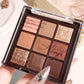 9-Color Chocolate Eyeshadow Palette with Pearl Shine, Fine Glitter, Matte Earth Tones, and Highlighting for Makeup