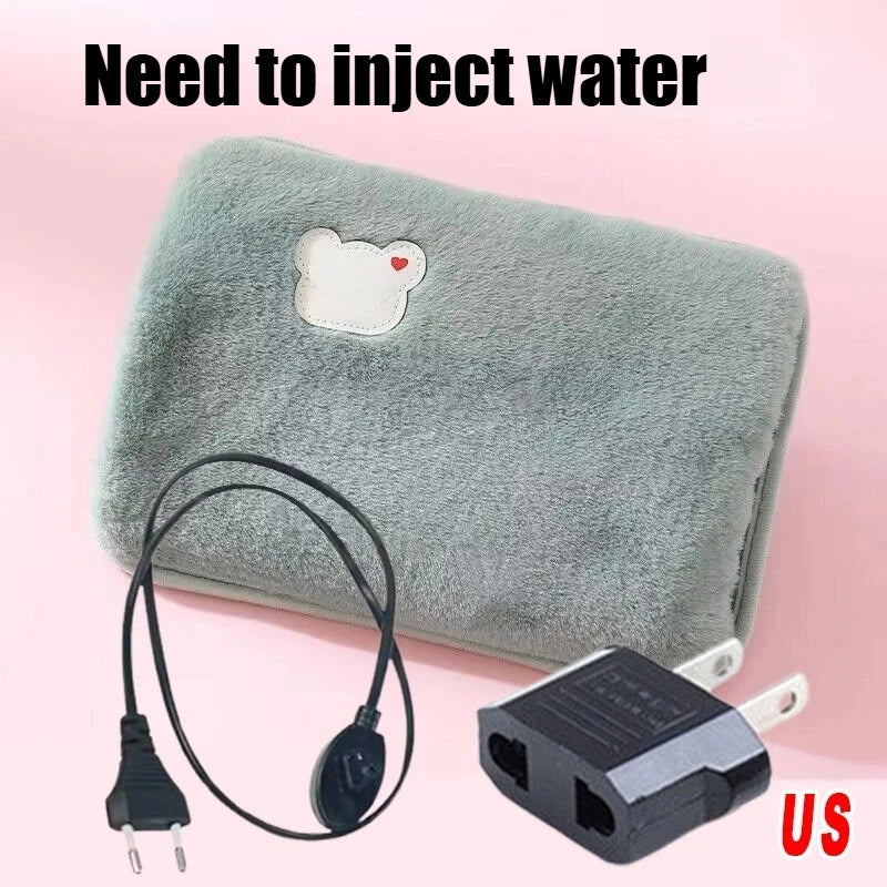 Soft Plush Electric Hot Water Bottle Charging with EU/US/AU Plug for Winter Warmth and Pain Relief Winter Women's Gifts