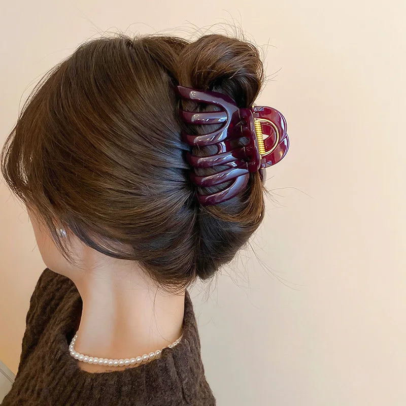 New Acrylic Pumpkin Hollowed Simple Fashion Hair Claws for Women Vintage Temperament Shark Clips Daily Commute Head Accessories
