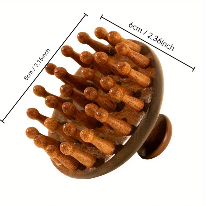 Sandalwood Multifunctional Round Plate Massage Comb - 1pc Scalp Meridian Unclogging Artifact for All Hair Types