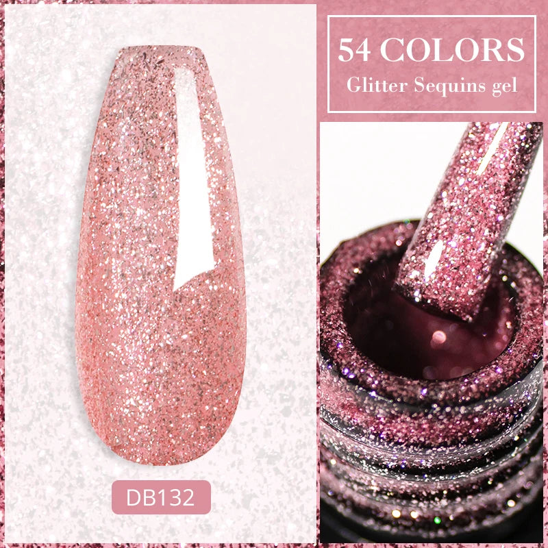 7ml Sparkling Glass Bead Cat Magnetic Gel Nail Polish Flash Black Spar Red Color Semi Permanent Soak Off UV Summer Gel Varnish