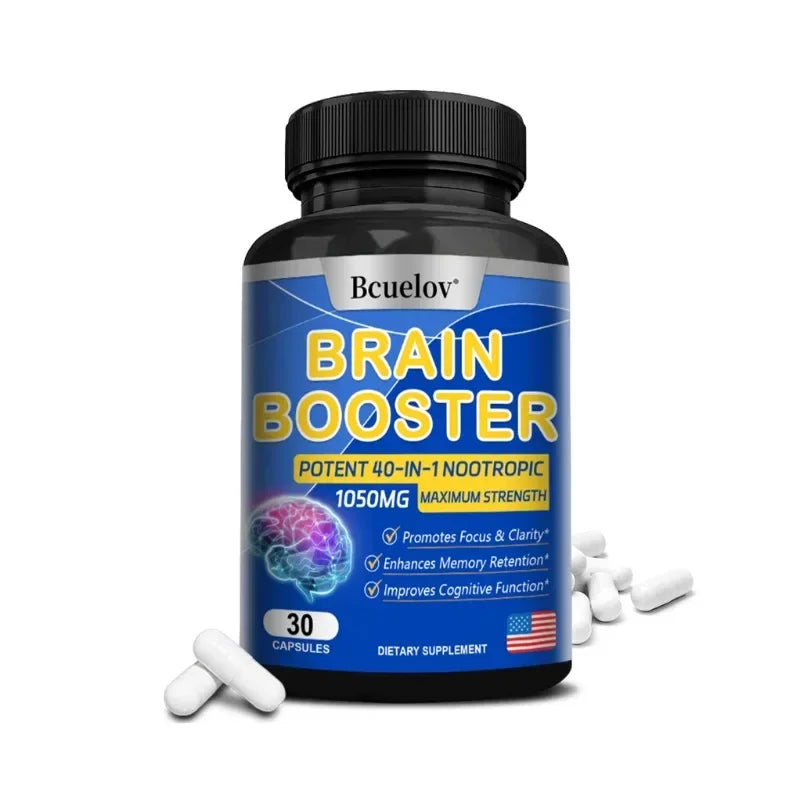 Brain Supplement - 40-in-1 Powerful Formula, 1050 Mg - Supports Memory, Cognitive Function, Focus, and Clarity