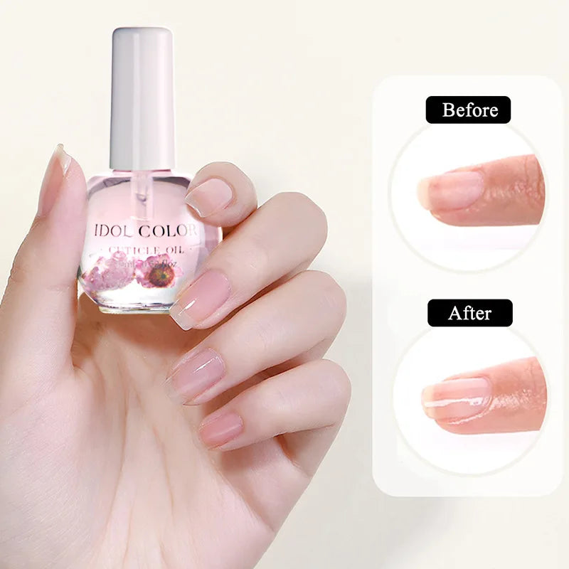 15ML Dried Flower Cuticle Nutrient Oil Nourish Repair Damaged Nails Nail Care Oil Treatment  Moisturizes Strengthen Bright Nails