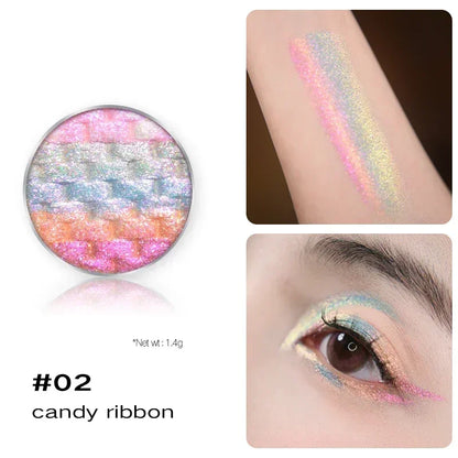 CHARMACY Rainbow Duochrome Eyeshadow New 5 Colors Shimmer Multichrome Long-lasting Eye Shadow Cosmetic Makeup for Women