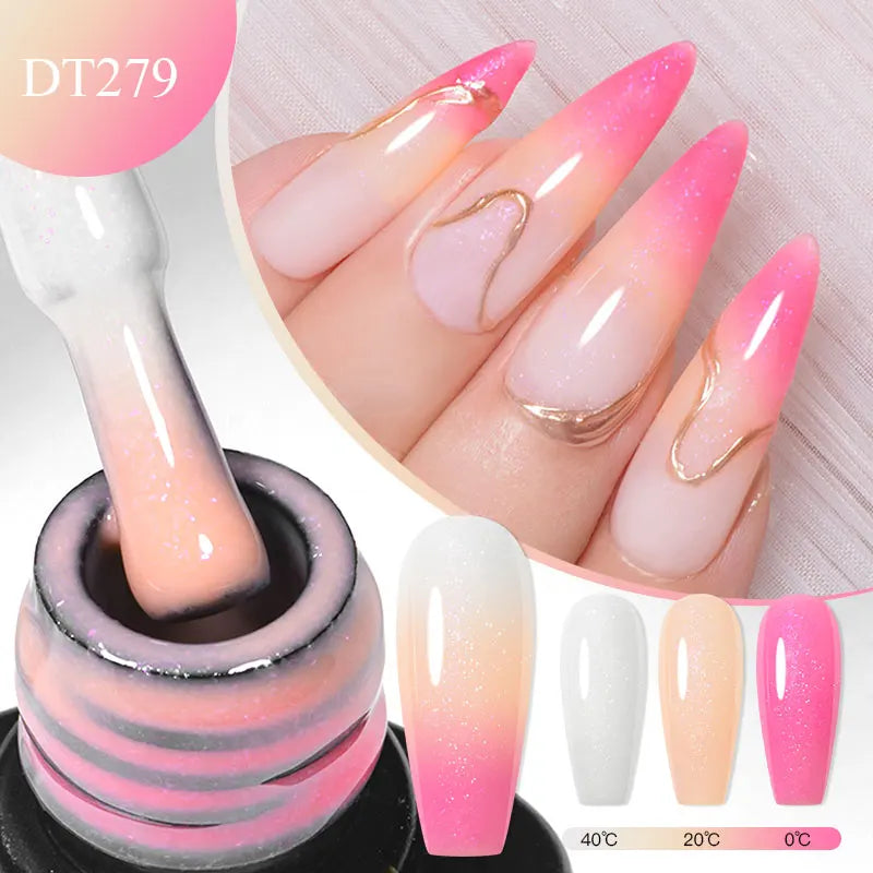 MEET ACROSS 7ml Eggshell Thermal Gel Nail Polish Temperature Changing Gradient Nail Art Varnish Winter Soak Off Gel For Nails