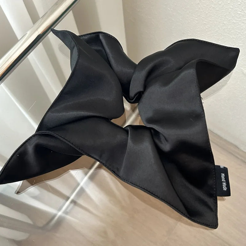 Satin Silk Square Scrunchies Elastic Hair Bands Women Girls Solid Ponytail Holder Large Hair Ties Rope Hair Accessories Fashion