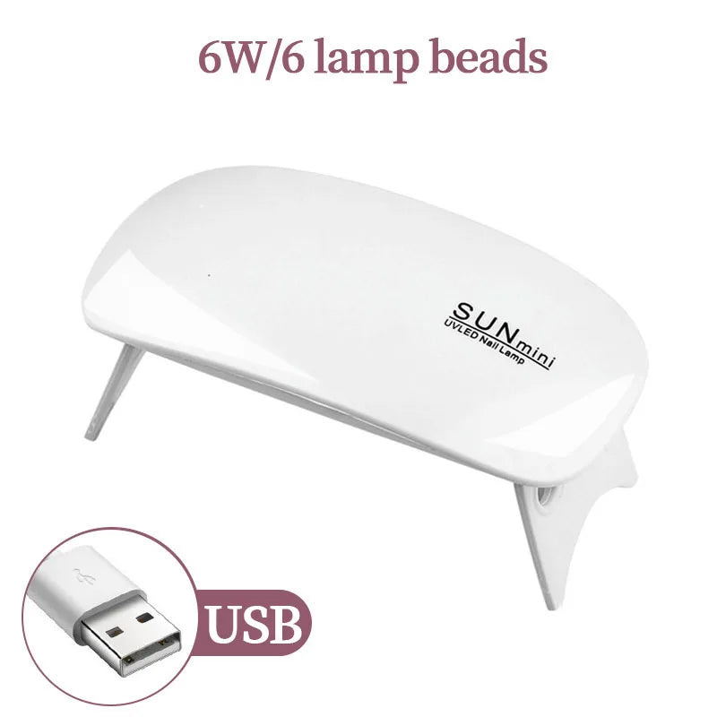 YIKOOLIN Mini Mouse Gel Nails 6W Polish Drying Lamp Portable 6 LED UV Manicure Lamp Home  USB Nail Phototherapy Machine