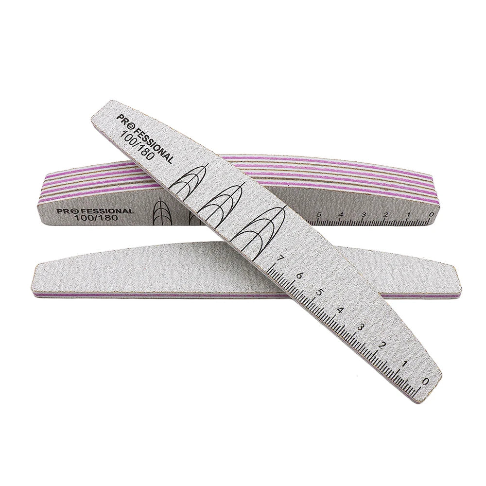 5/10 Pcs Double Sided Nail Art File Set With Scale Grey Sandpaper Nail Stylist Supplies Manicure Products Sand Nails Salon Tools