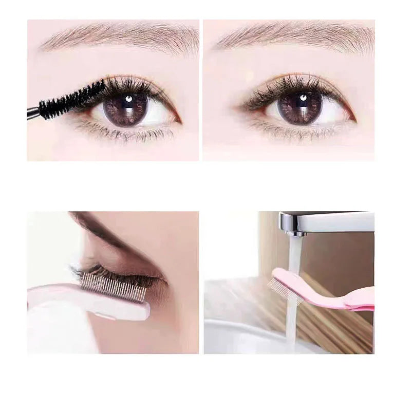 1pc Eyelash Beauty Collapsible Separator Portable Eyelash Brush Comb Mascara Curl Eye Lash Stainless Steel Eyelash Combing Tools