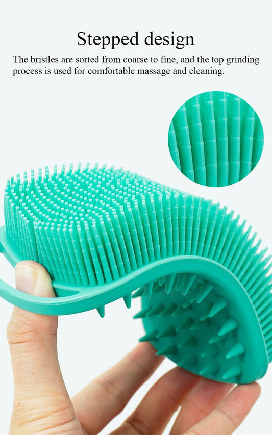 Exfoliating Shower Massage Scraper Bathroom Non-slip Bath Mat Back Massage Brush Silicone Foot Wash Body Cleaning Bathing Tool