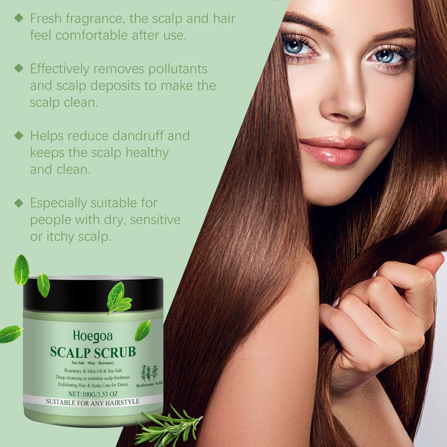 Rosemary Scalp Scrub Gentle Deeply Cleansing Shampoo Moisturizing Cooling Nourishing Soothing Hair Scalp Massager Care Products