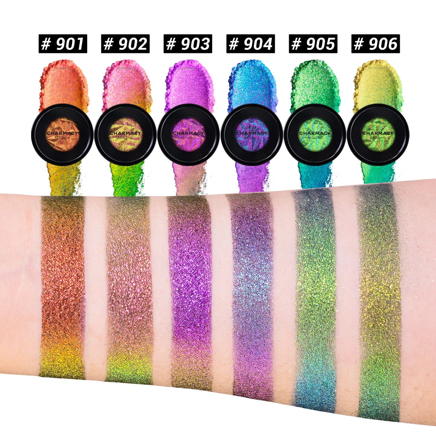CHARMACY Shiny Duochrome Eyeshadow Set Long-lasting High Quality Glitter Eye Shadows with Primer Cosmetic Makeup for Women