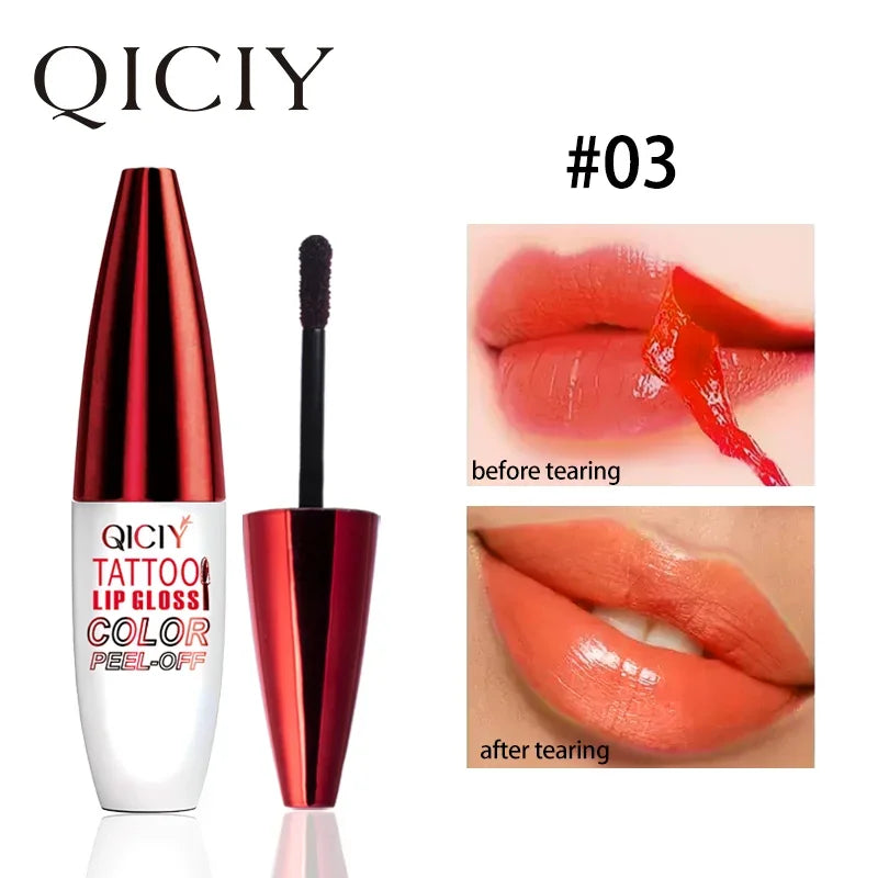 Peel Off Lip Gloss Matte Outline Contour Tattoo Lip Stain Waterproof Transfer Resistant Tear Off Natural Rose Pink Lip Tint