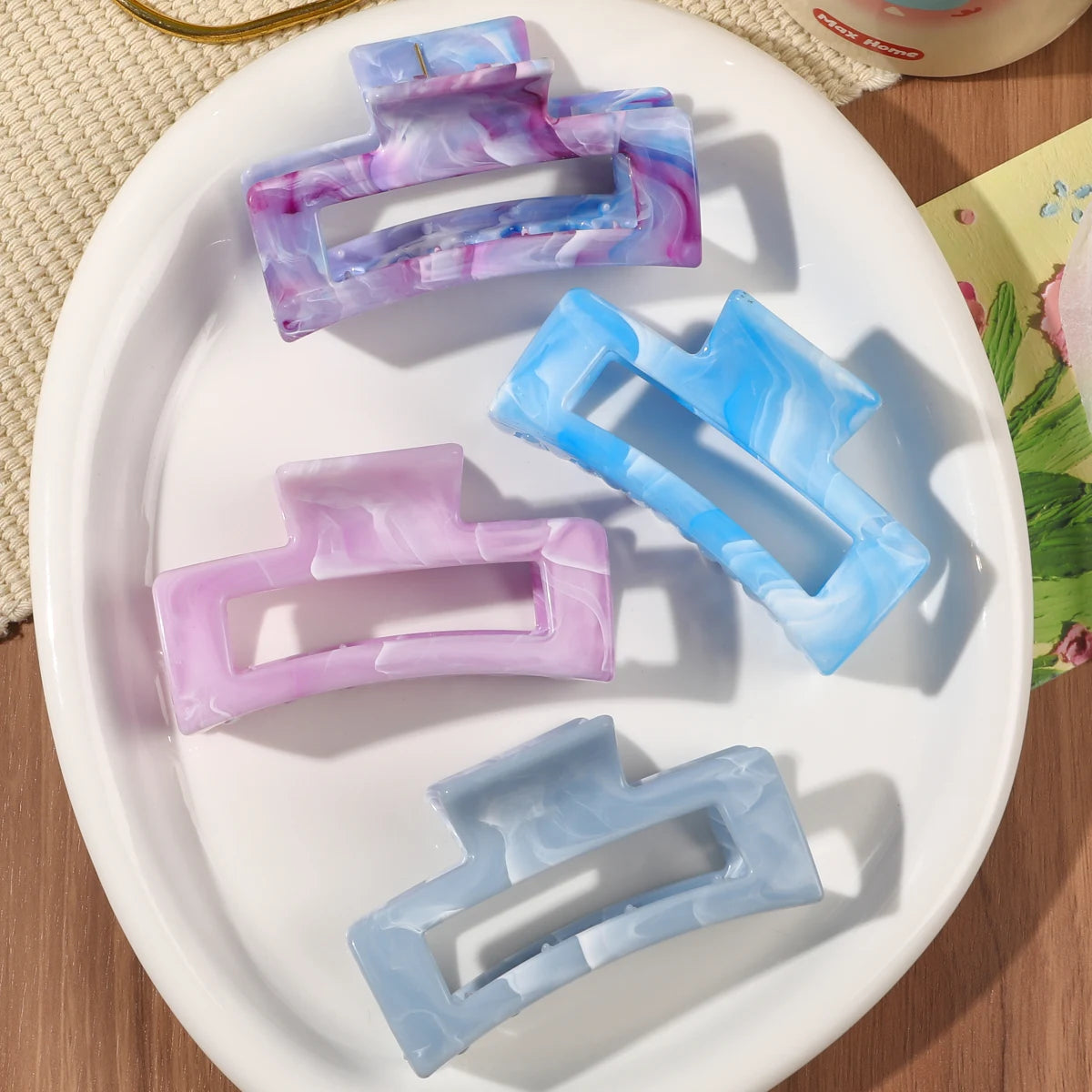 7 Pcs Big Hair Claw Clips 3.4" Non-slip Big Square Matte for Women Girls, Strong Hold Banana Clips for Thick Thin Hair