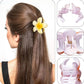 6-Pack Elegant Acrylic Plumeria Wer Claws, Large Colorful Hawaiian Hair Clips Women, Strong Grip For Weddings, Parties, Beach,