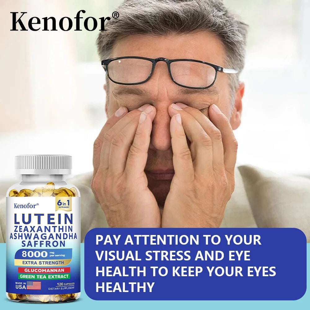 Lutein and Zeaxanthin Capsules - Eye Vitamins for Adults Eye Health Supplement with Glucomannan, Ashwagandha for Vision & Eyes