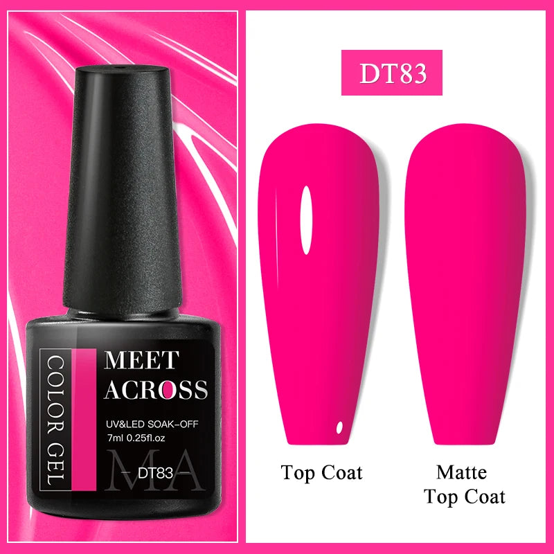 MEET ACROSS 7ml Purple Nail Gel Polish Semi Permanent Nail Art For Nails Decoration UV LED Painting Gel Varnish Nail Supplies