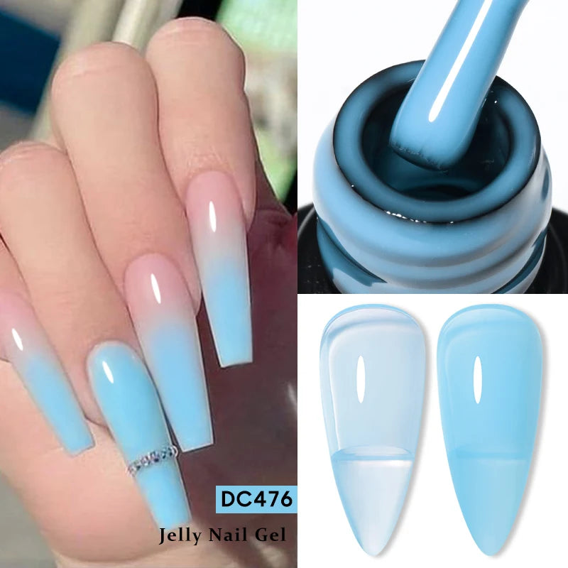 7ML Jelly Gel Nail Polish Black Crystal Translucent Dull Color Nail Art Gel Semi Permanent Varnish Soak Off UV LED Gel Polish