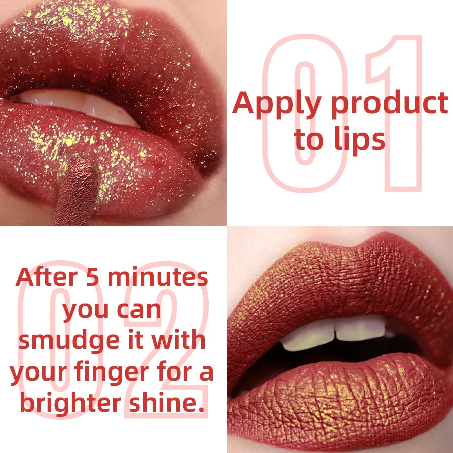 14 Colors Bold Intense Glitter Shiny Metallic Lip Glaze High Pigment Lip Tint Korean Makeup Long Lasting Lip Senior Cosmetics