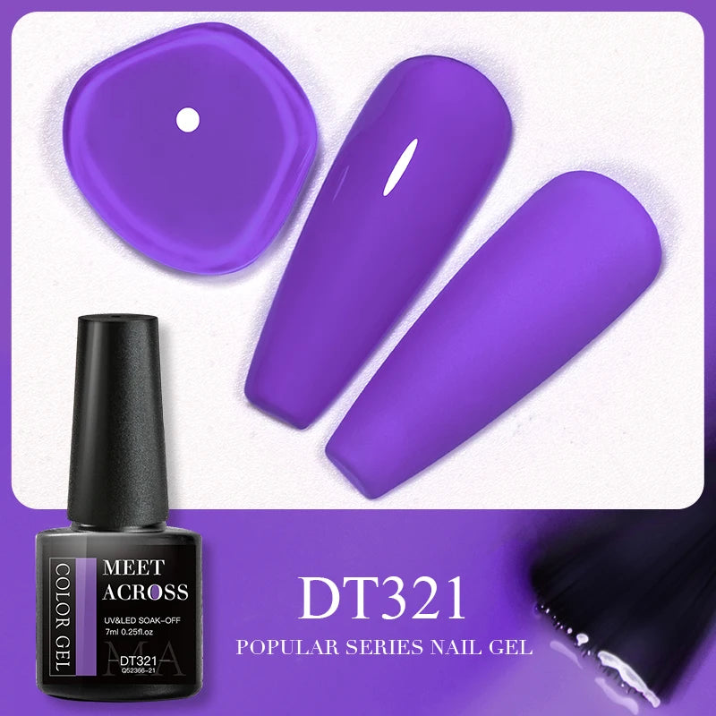 MEET ACROSS 7ml 140 Colors Glitter Gel Nail Polish Fluorescent Laser Semi Permanent Soak Off Nail Art UV Gel Varnish Manicure