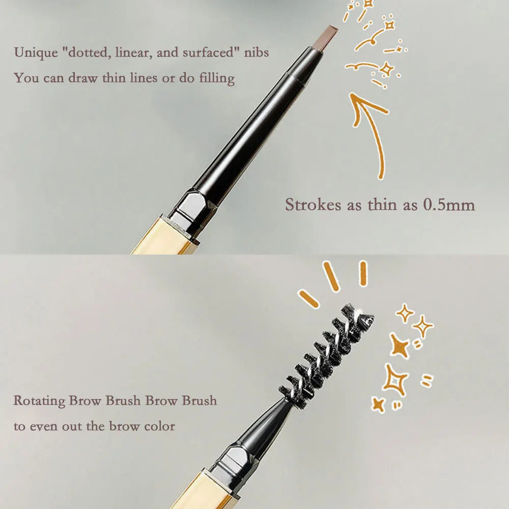 Small gold bar double-ended eyebrow pencil three-dimensional eyebrow shape long-lasting without smudging, slender and natural