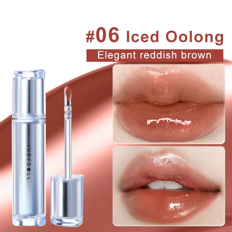 Judydoll Watery Lip Gloss-Hydrating Lip Essence Glossy Mirror Lip Gloss, Non-Stick Cup, Suitable for Self-Use, Gifting, Beginners