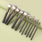 11pcs solid wood handle makeup brush set with Bag three color loose powder brush foundation brush eye shadow brush