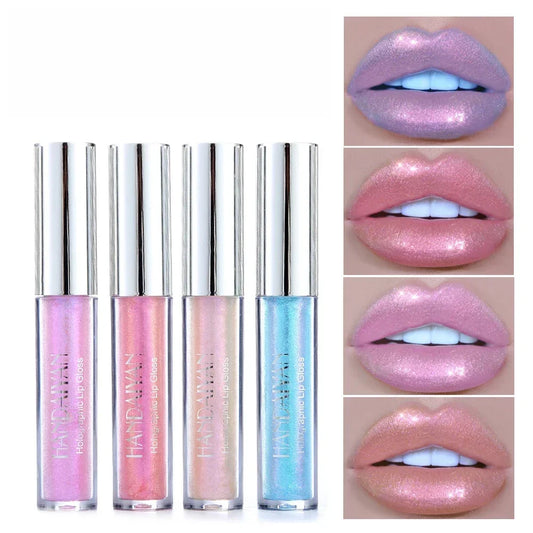 6 Colors Laser Holographic Lip Gloss Liquid Lipstick Mermaid Pigment Longlasting Glitter Lipgloss Waterproof Metallic Lip Makeup