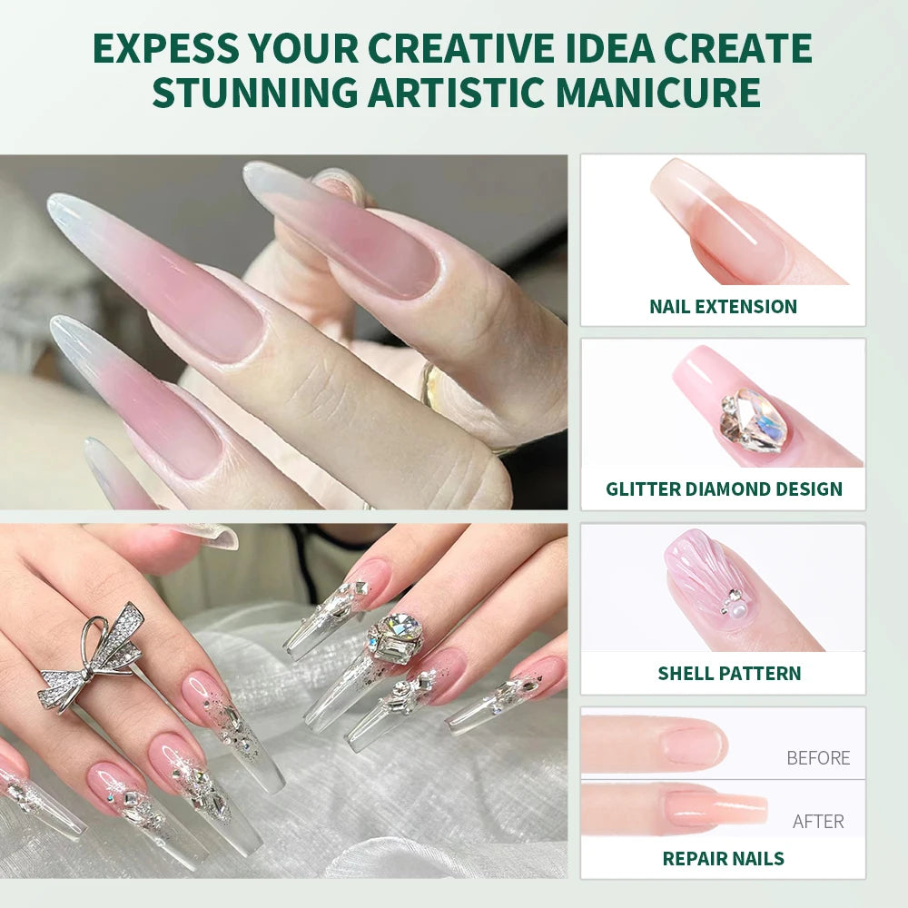 Nailpop Gel Builder Kit Pink Nude Clear 3 Colors 1 Set Professional Nail Art DIY Manicure Builder Gel Kit  Strong Nails